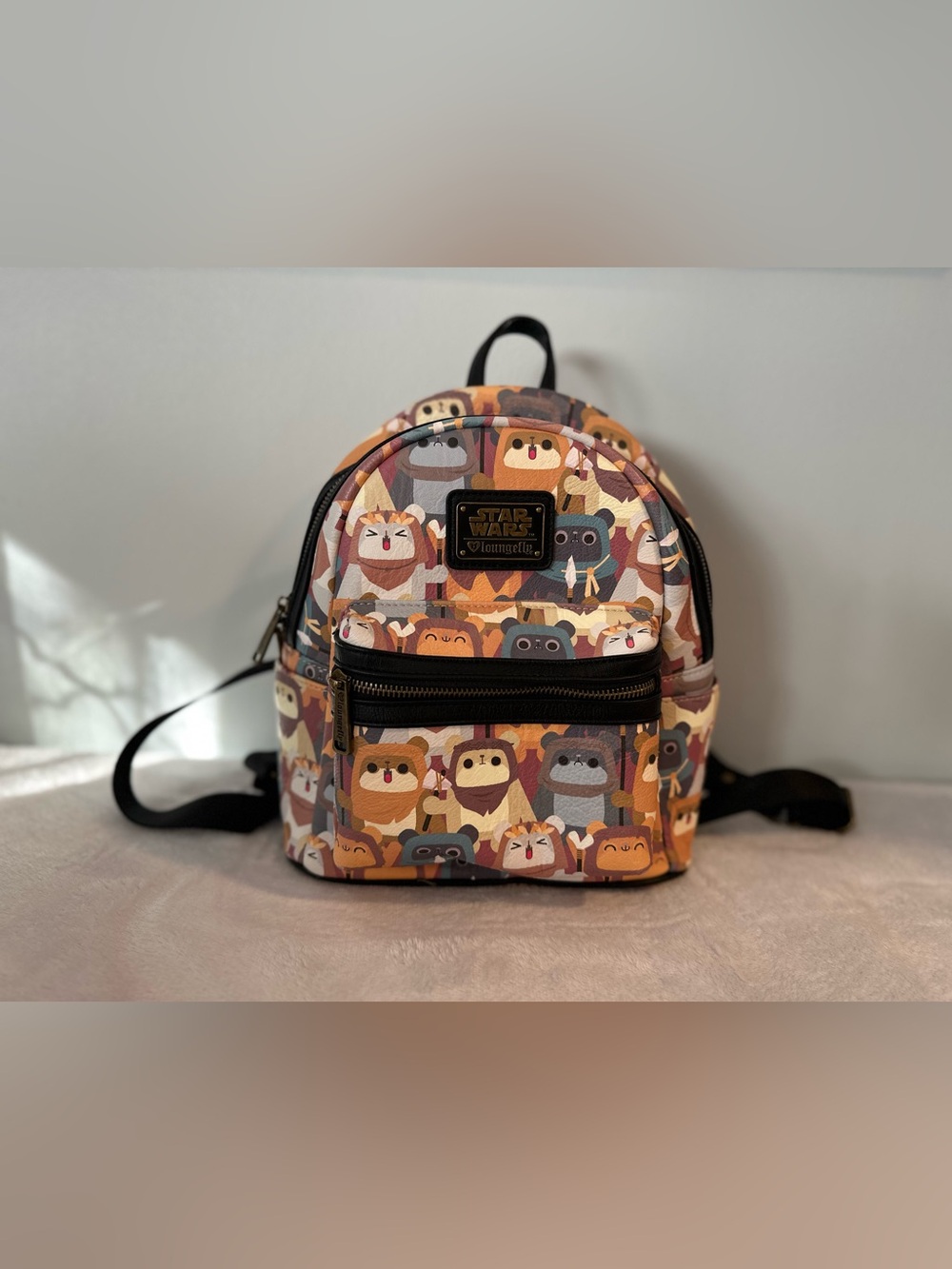 Loungefly Star Wars Cartoon Chibi Ewok Allover Print Mini Backpack